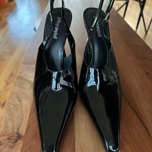 Jeffrey Campbell Glossy Black Slingback Heels